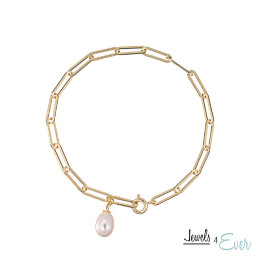 Sterling Silver Genuine Freshwater Pearl Bracelet with Gold Plating